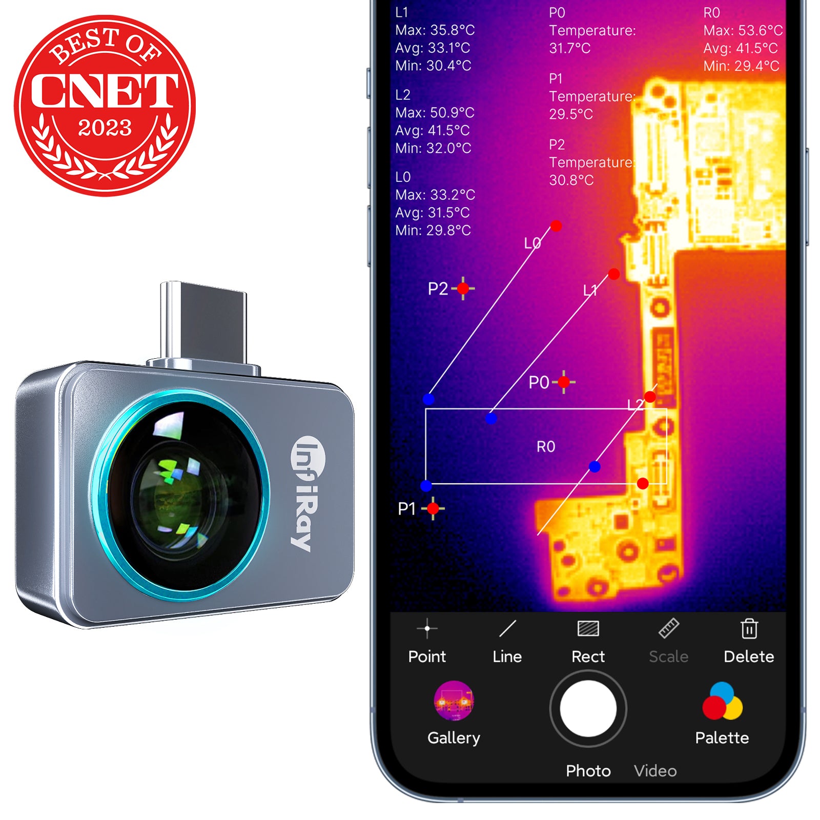 InfiRay P2 Pro Thermal Camera for iPhone iOS & Android USB Type C